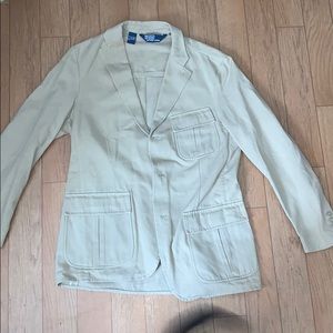 Polo Ralph Lauren Tan Khaki Blazer Jacket M EUC